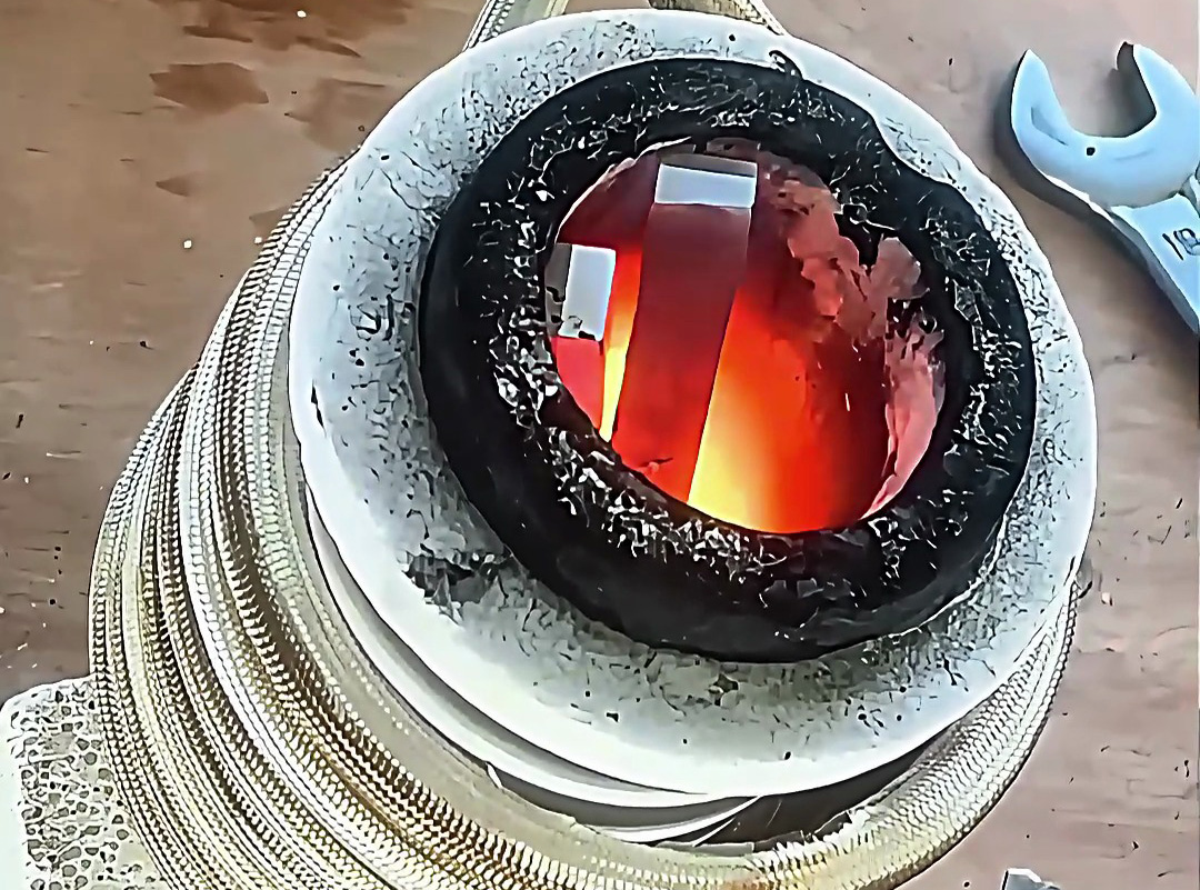 高频熔炼炉尝试分离铝钛材料，看一下效果如何